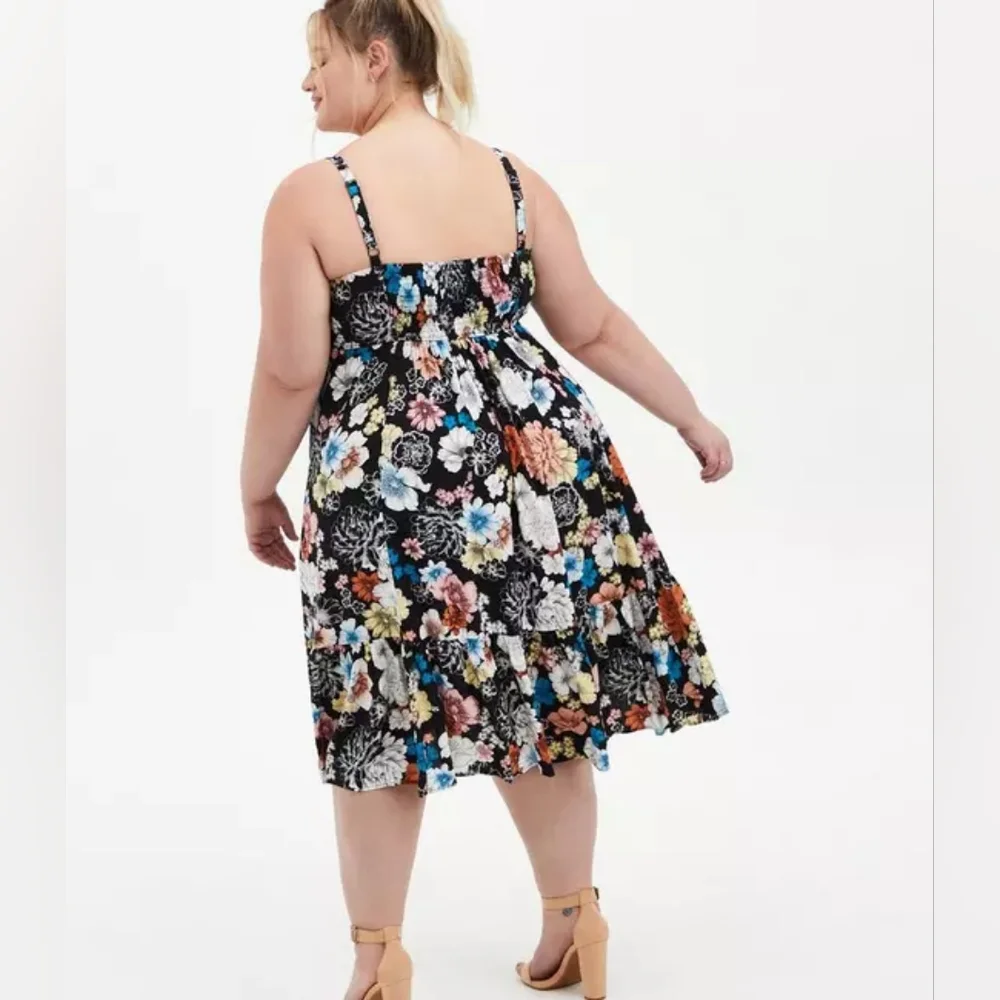 Torrid Midi Challis Button-Front Skater Dress - Picture 5 of 12